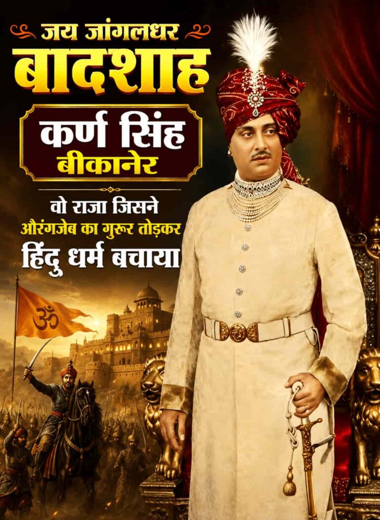 जय जांगलधर बादशाह कर्ण सिंह बीकानेर : वो राजा जिसने औरंगज़ेब का गुरूर तोड़कर हिंदू धर्म बचाया