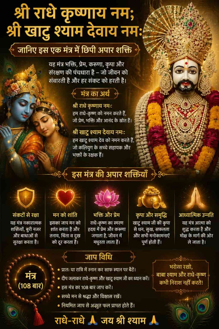 “श्री राधे कृष्णाय नमः, श्री खाटू श्याम देवाय नमः: जानिए इस एक मंत्र में छिपी अपार शक्ति”
