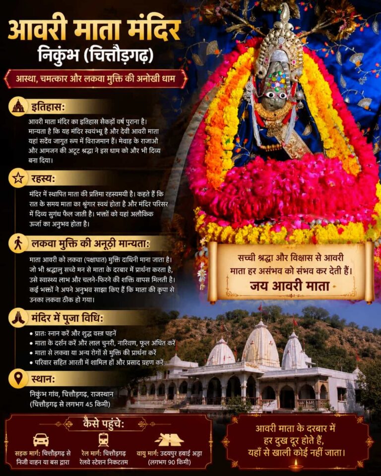 आवरी माता मंदिर निकुंभ (चित्तौड़गढ़) का इतिहास, रहस्य और लकवा मुक्ति की अनूठी मान्यता