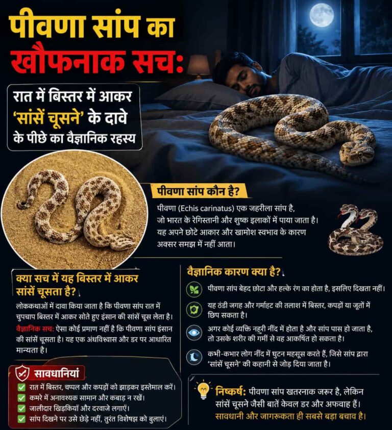 पीवणा सांप का खौफनाक सच: रात में बिस्तर में आकर ‘सांसें चूसने’ के दावे के पीछे का वैज्ञानिक रहस्य