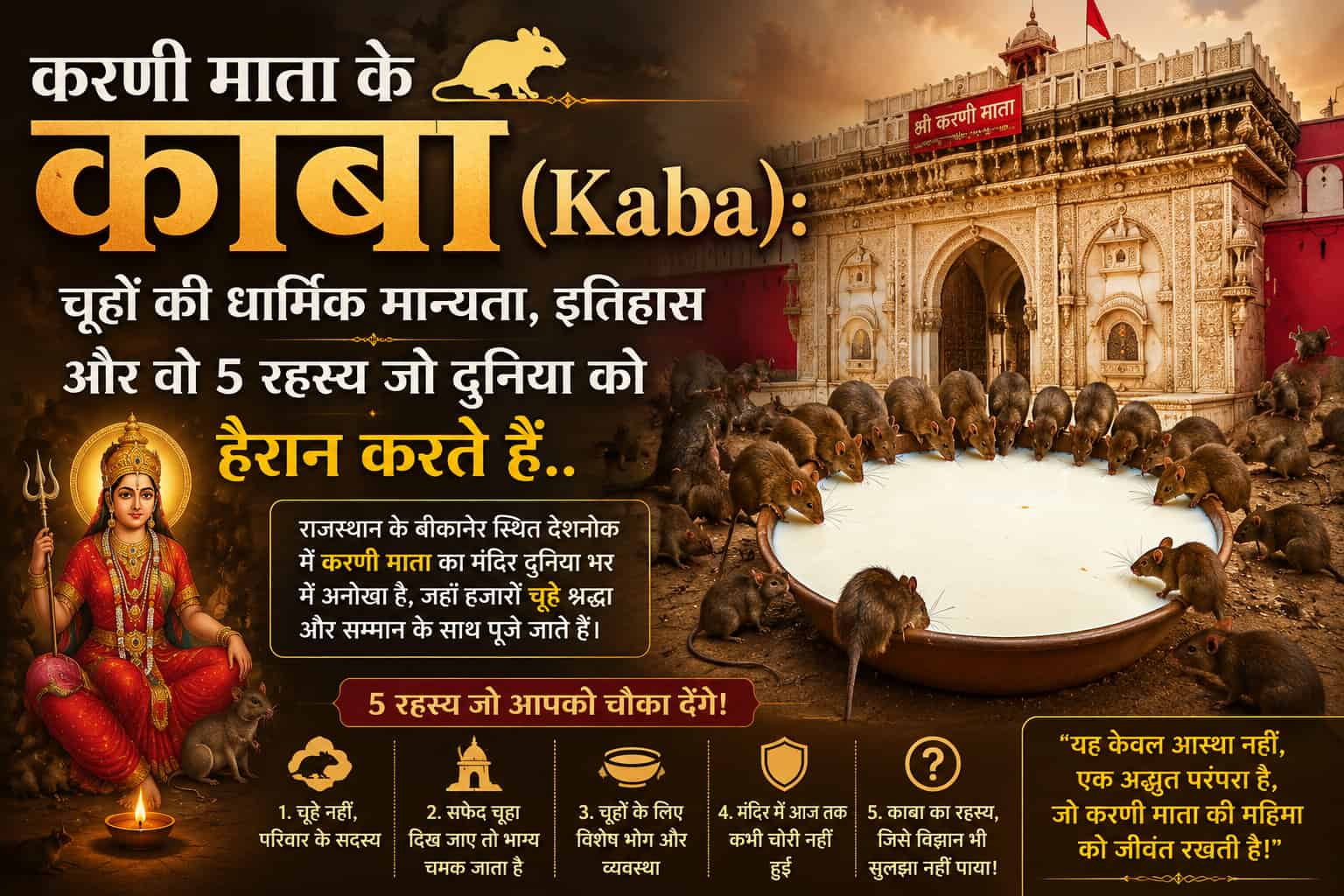 करणी माता के काबा (Kaba): चूहों की धार्मिक मान्यता, इतिहास और वो 5 रहस्य जो दुनिया को हैरान करते हैं