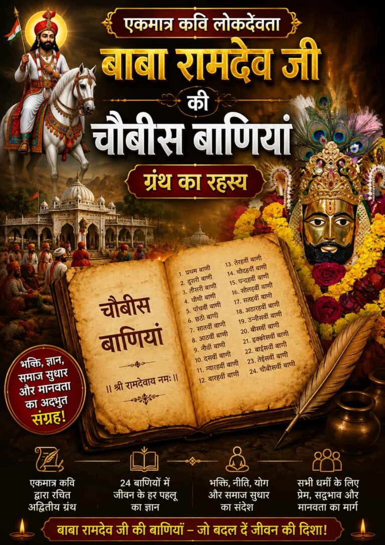 एकमात्र कवि लोकदेवता बाबा रामदेव जी की चौबीस बाणियां ग्रंथ का रहस्य”।