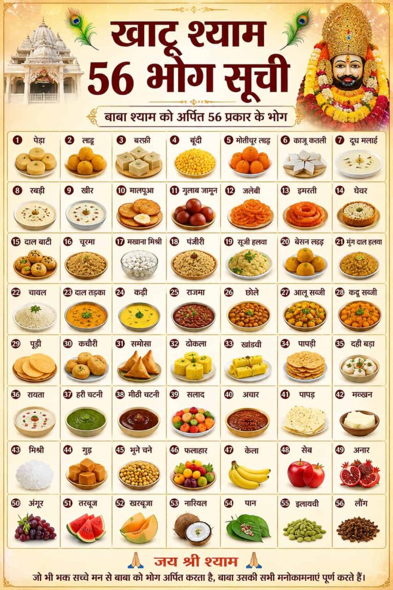 खाटू श्याम छप्पन भोग लिस्ट: जानें वो 56 व्यंजन जो बाबा श्याम को पल भर में कर देंगे प्रसन्न!