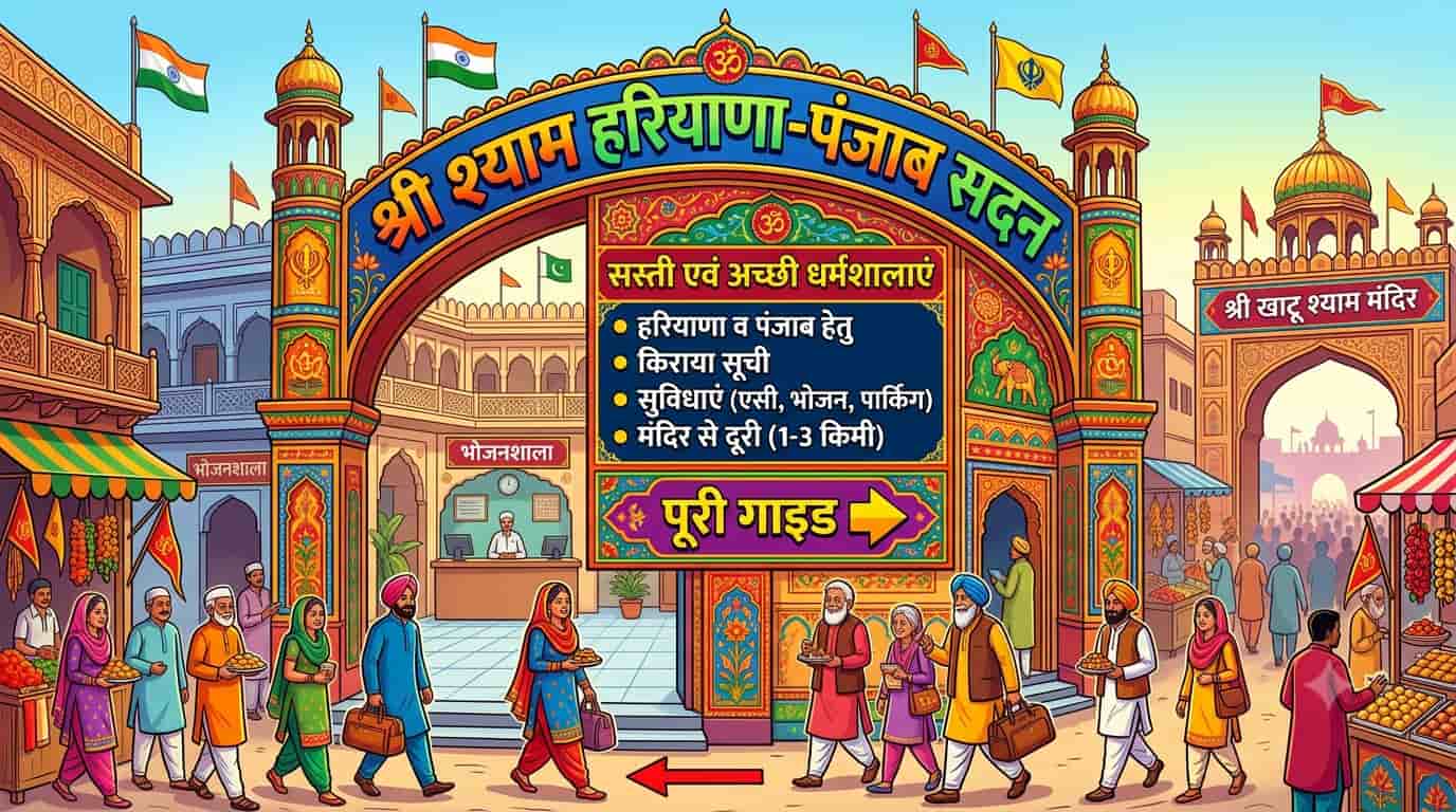खाटू श्याम जी में हरियाणा और पंजाब की सस्ती और अच्छी धर्मशालाओं की सूची, किराया, सुविधाएं और मंदिर से दूरी की पूरी गाइड।
